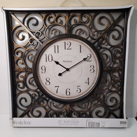 Westclox 20-inch Ornate Scrollwork Wall Clock. - Picture 1 of 8